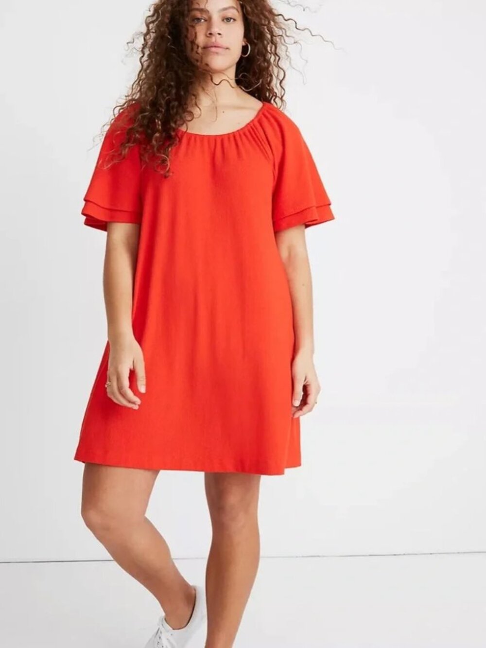 Madewell Texture & Thread Tiered Sleeve Dress Size XXL - Red